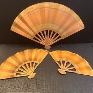 Vintage MCM Decorative Brass & Copper Wall‎ Art 3 Fans with Patina HOMCO 1980s